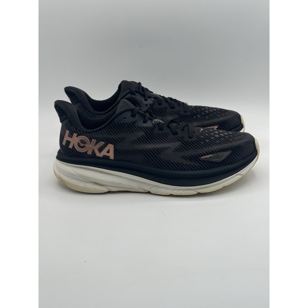 HOKA Clifton 9 Women's Running Shoes Black/Rose Gold 1127896 BRGL Size 10B